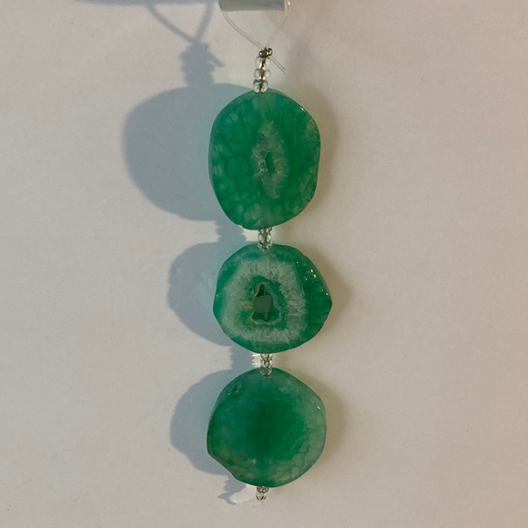 None Other - Elegant Green Agate Triple Drop strand. Ready for crafting